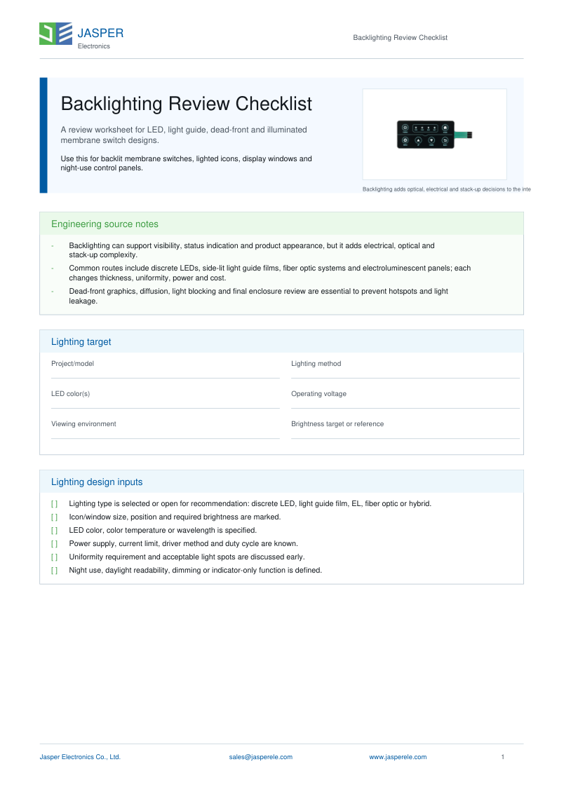 Backlighting Options Guide