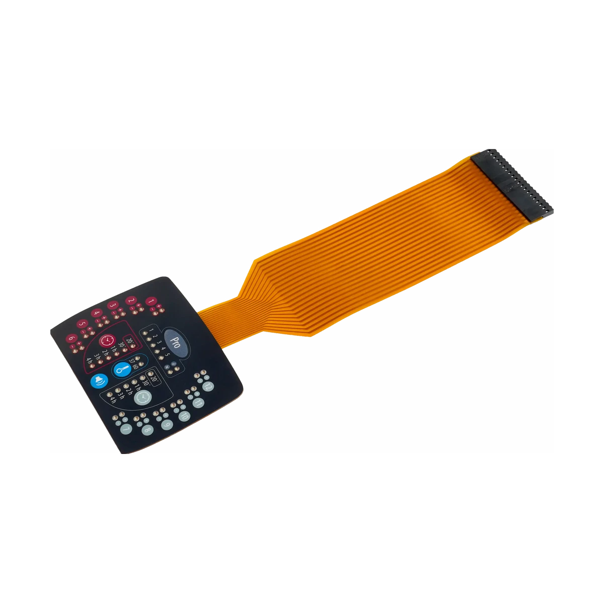 Real five-key membrane switch prepared for backlighting