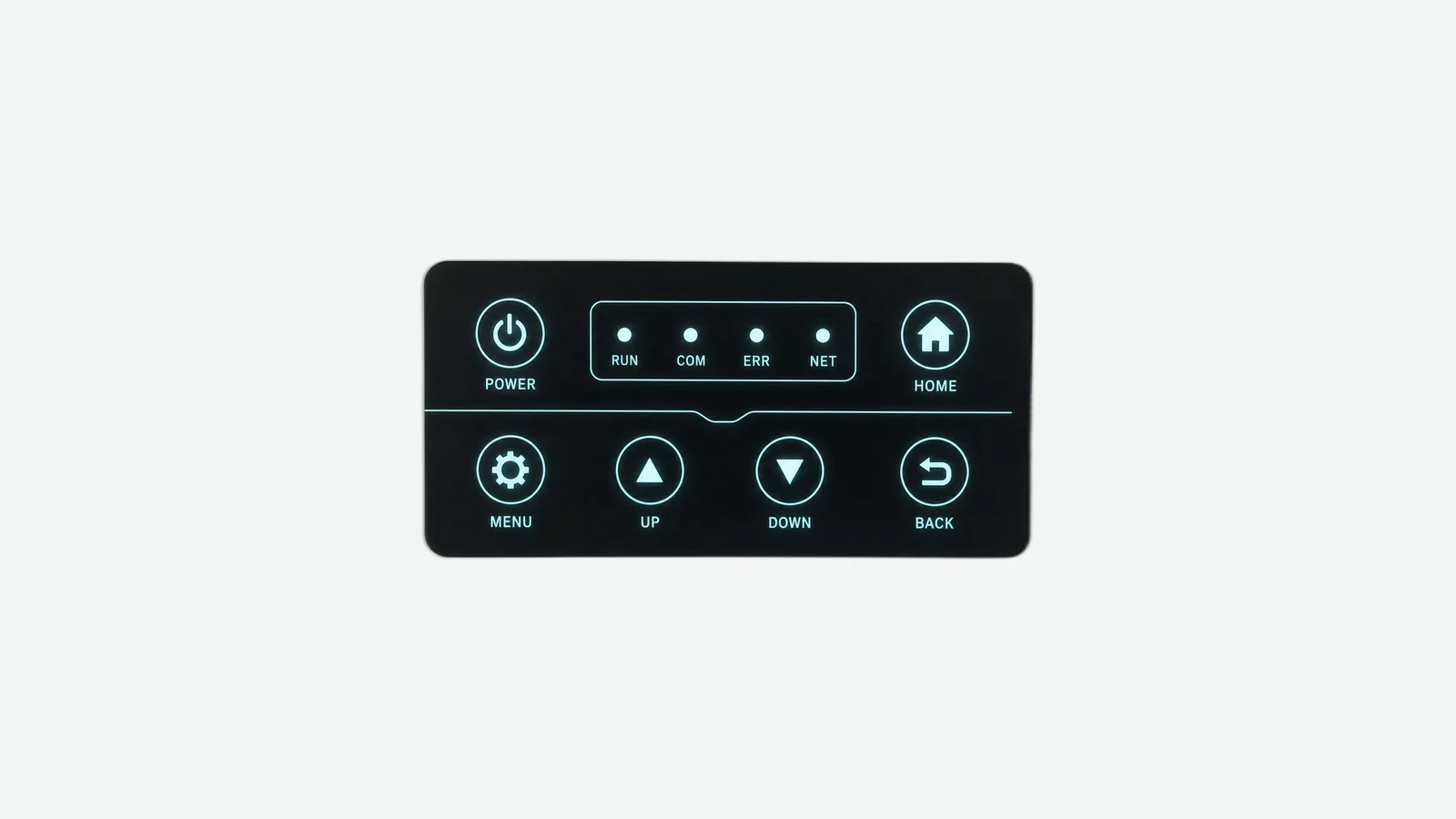 Real backlit capacitive touch panel with illuminated dead-front icons