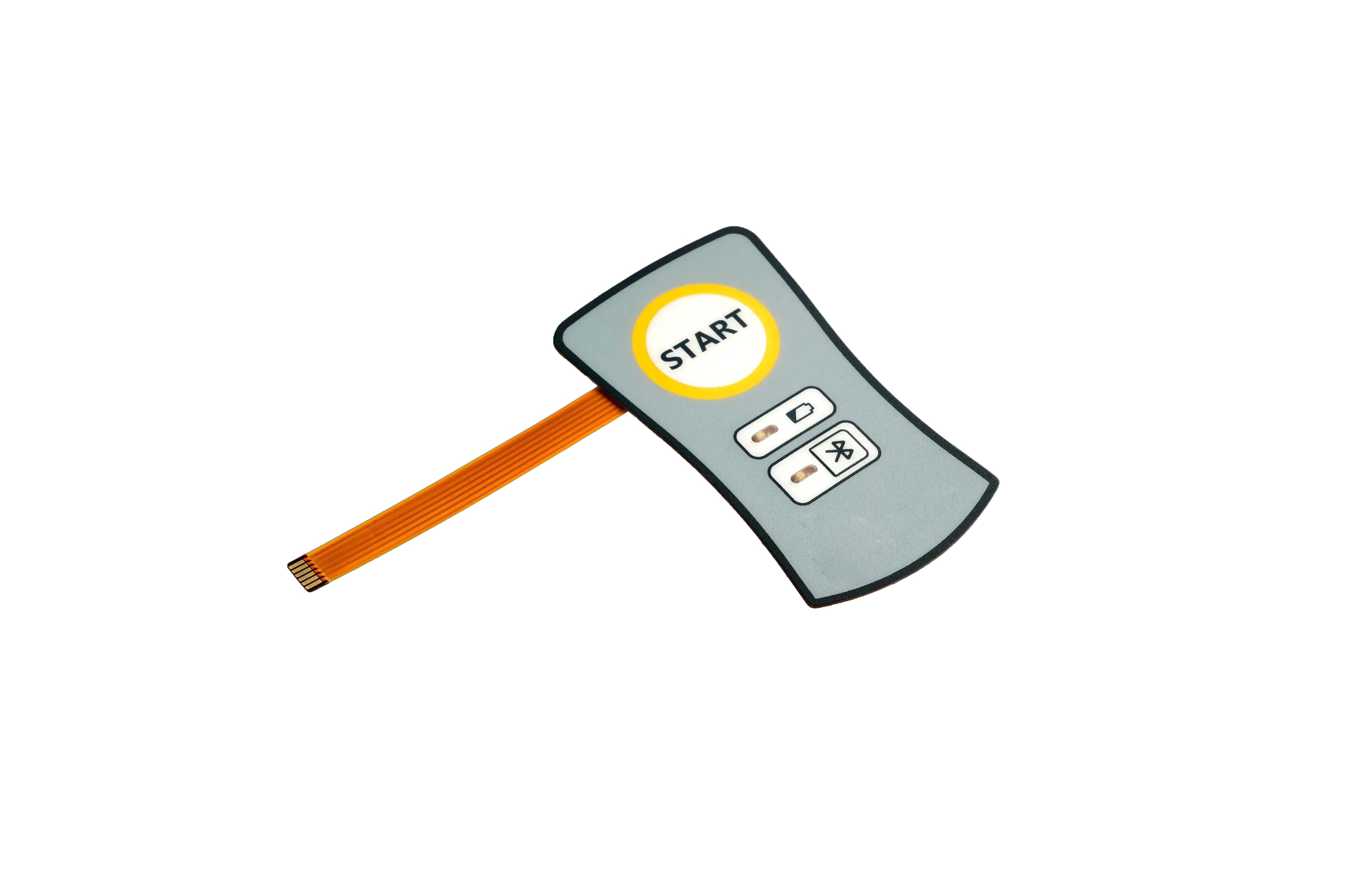 Custom membrane switch with printed overlay and flexible circuit tail