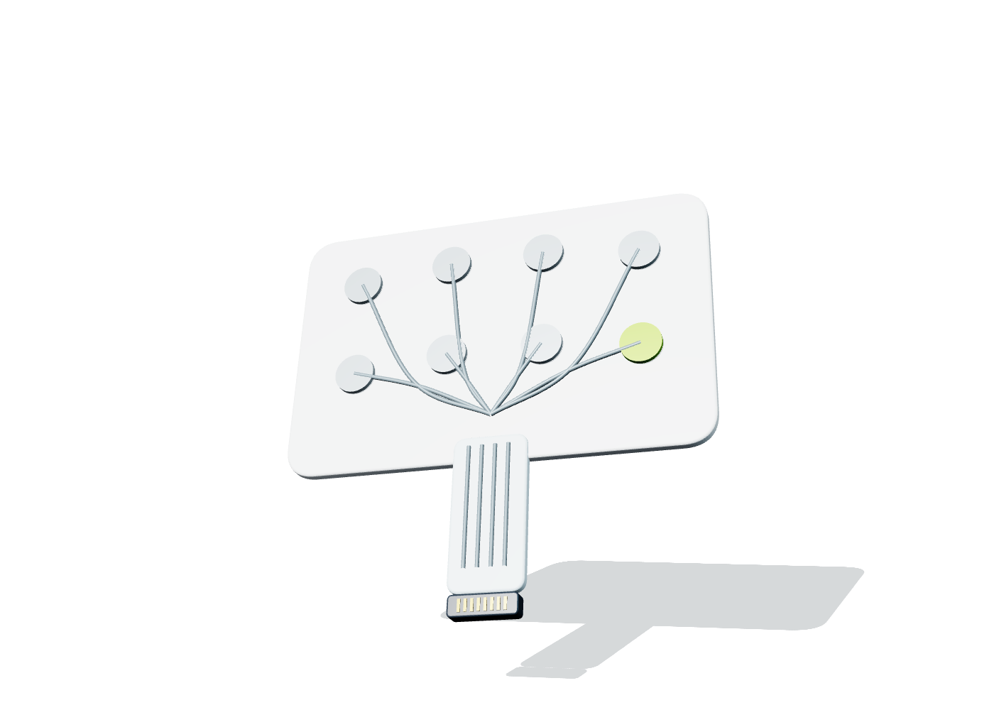 Flexible custom EEG electrode array with eight printed sites and routed tail