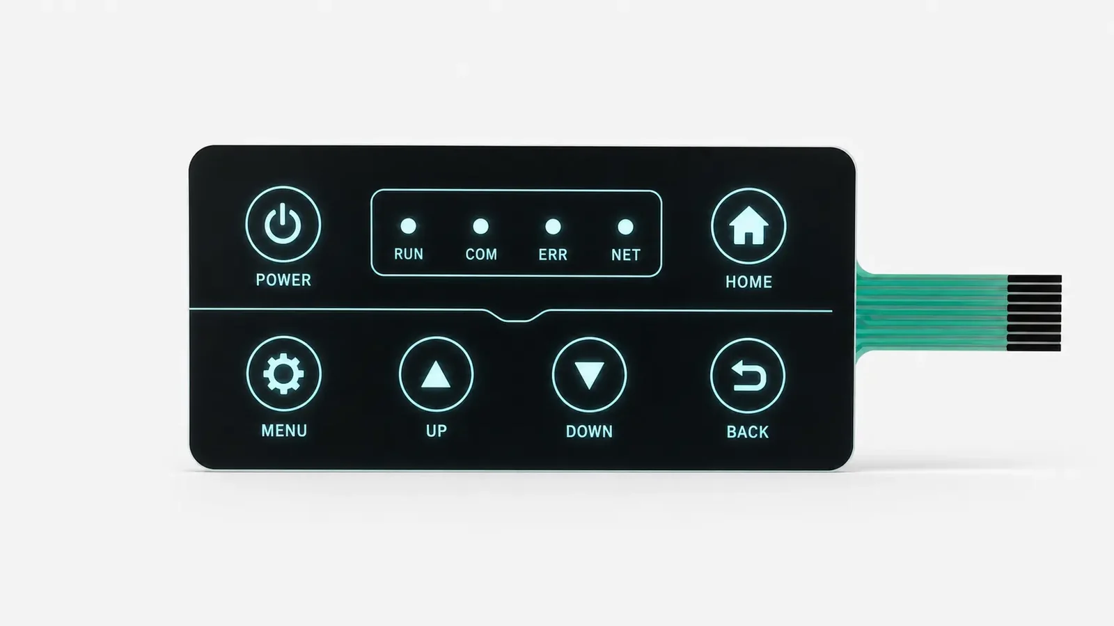 Illuminated graphic overlay showing controlled icon masking