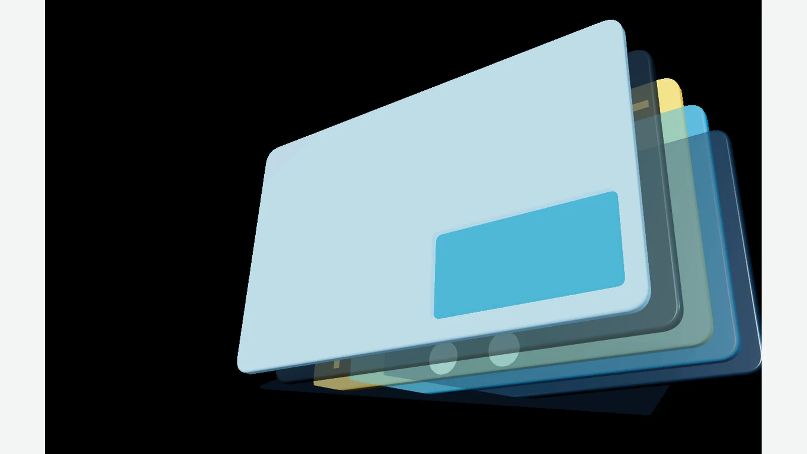 Exploded 3D stack of a rigid glass HMI front panel