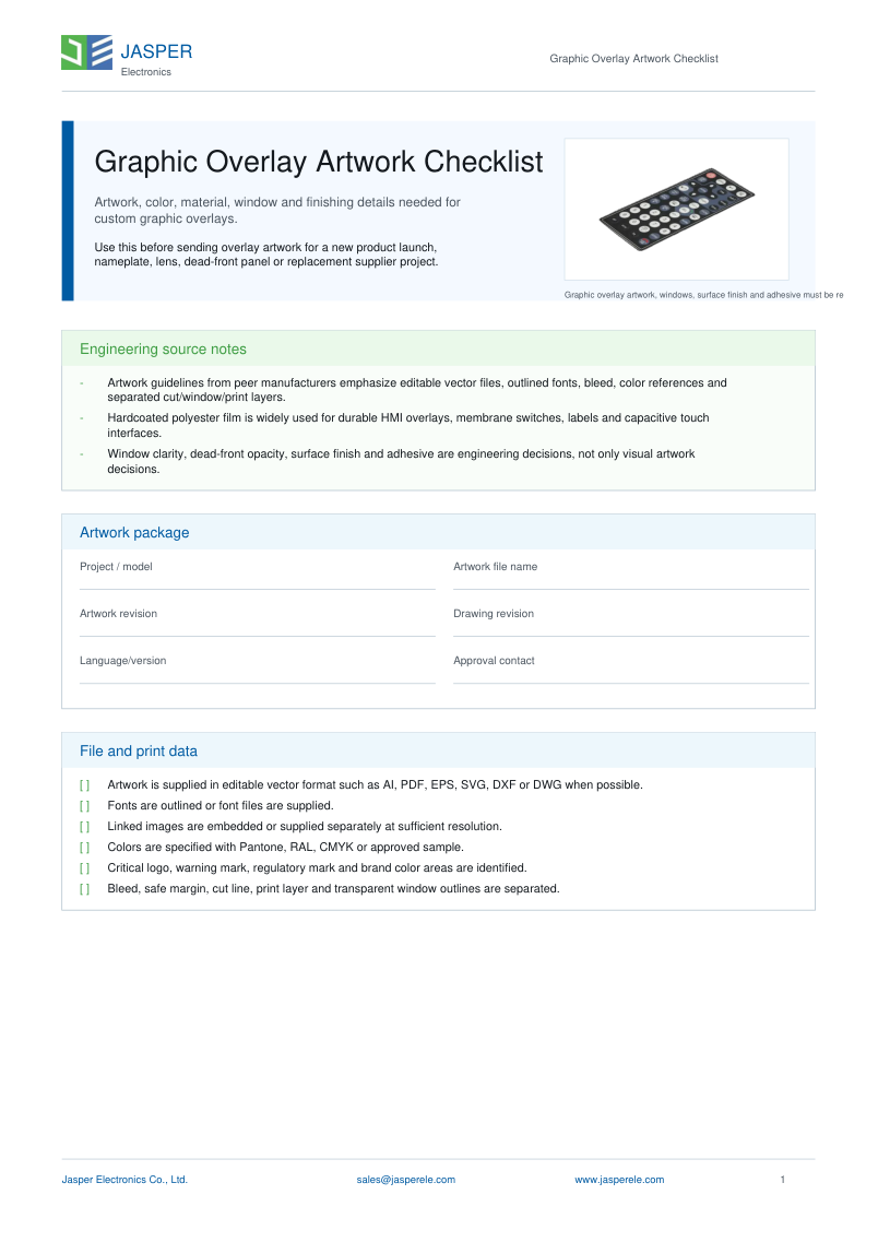 Graphic Overlay Artwork Checklist cover