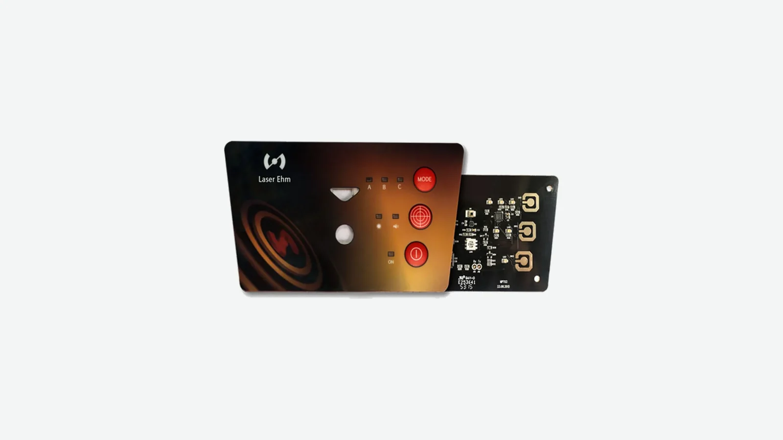 Finished JASPER membrane HMI assembly with decorated panel and controller PCB
