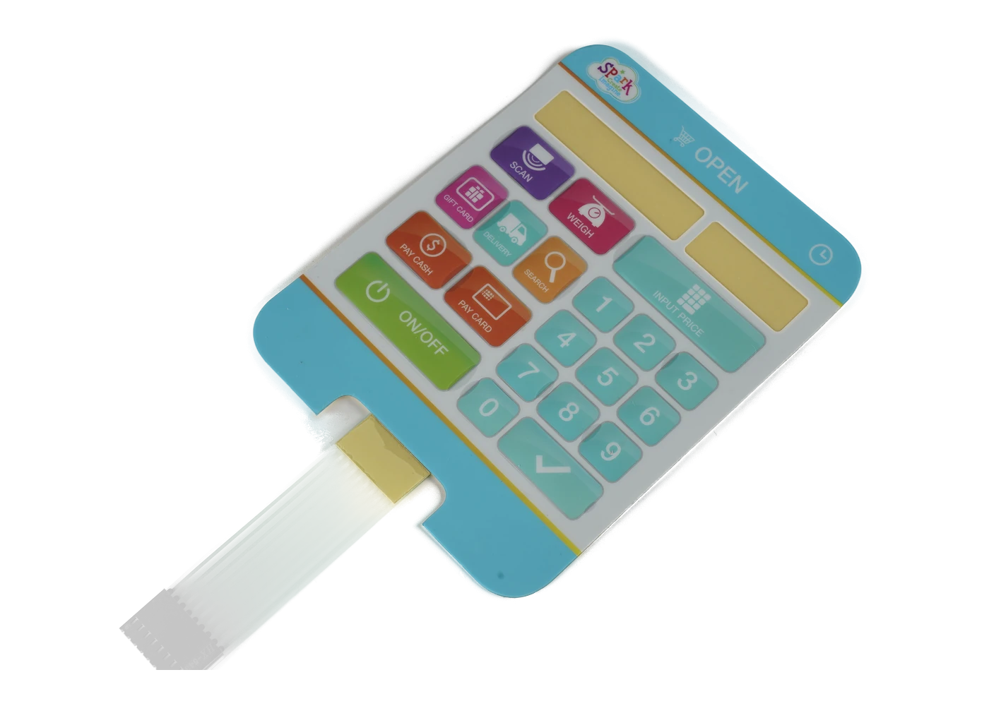 Real membrane switch assembly with printed control overlay and flexible tail