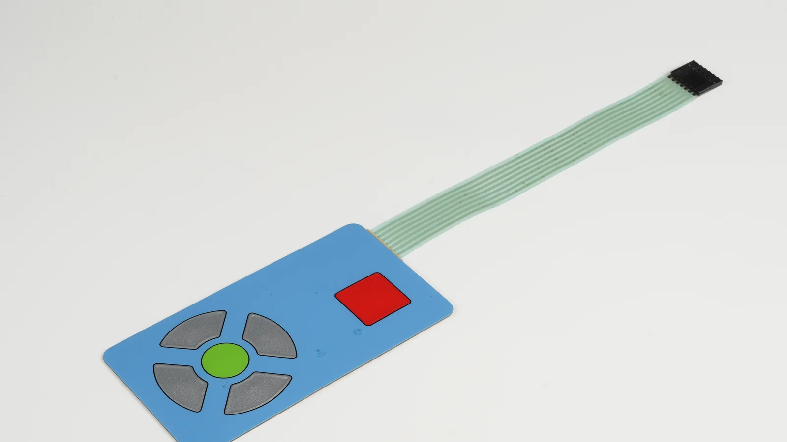 Real JASPER membrane button switch with six compact keys and a flexible printed tail