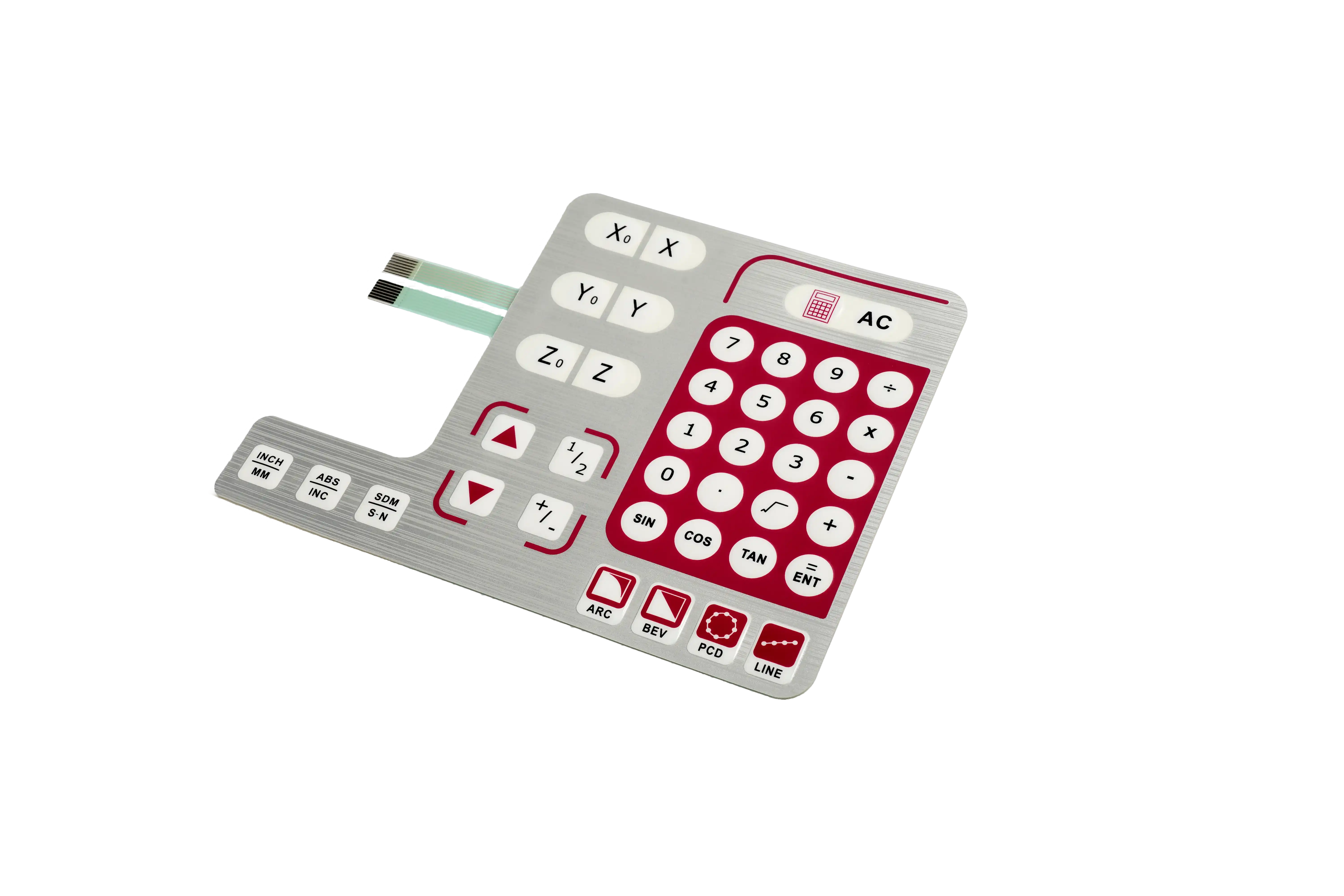 Clavier à membrane industriel avec groupes de touches numériques et de fonction