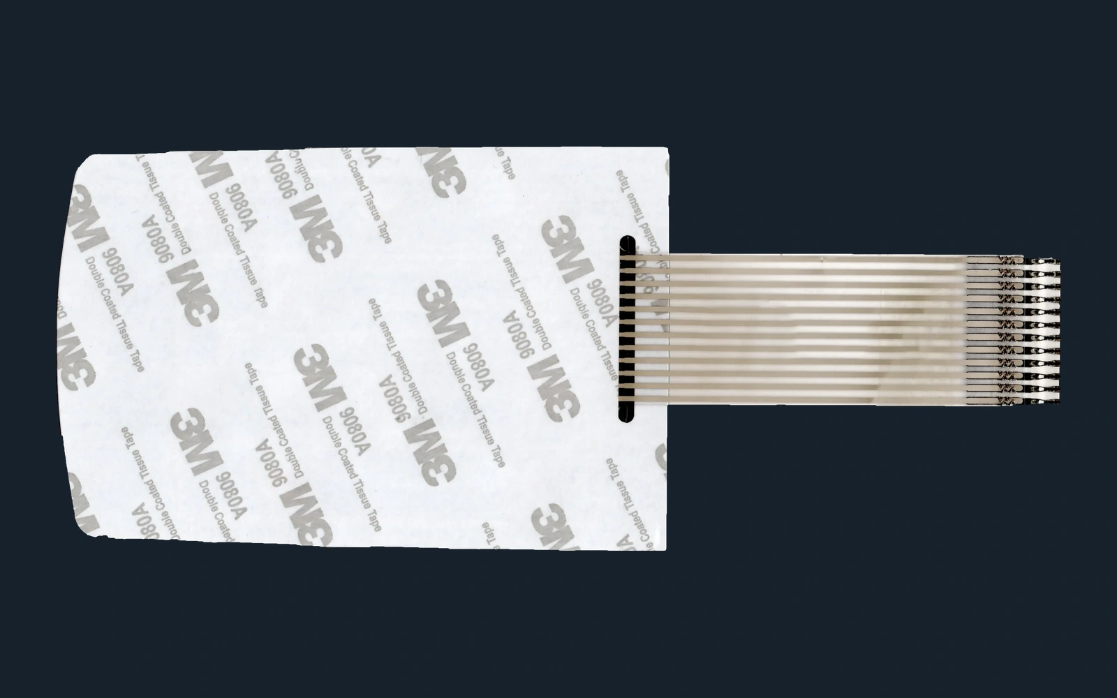 Rear adhesive liner of a membrane keypad with a tail exit slot and flexible printed tail