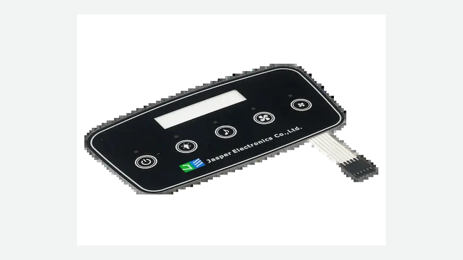 JASPER membrane control panel with printed keys display window and flexible tail