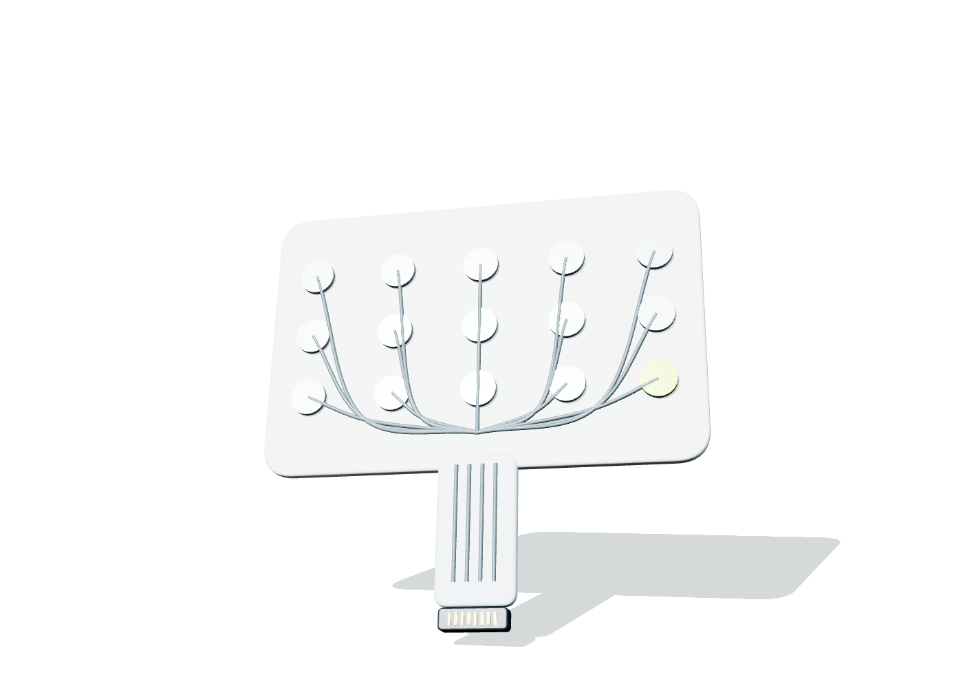 Printed multi-channel EEG electrode array with routed traces and flexible tail
