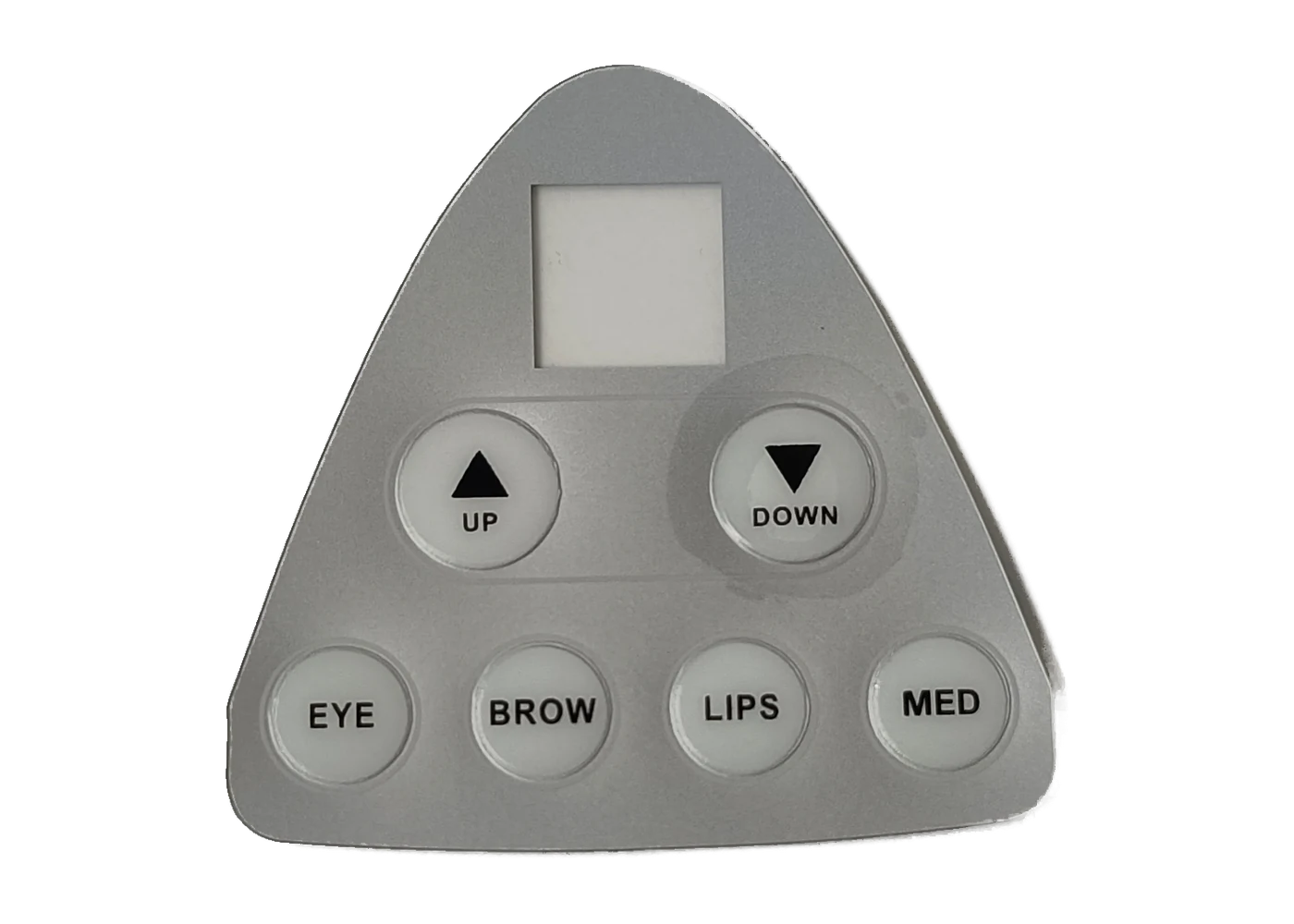 Blue membrane button panel with a compact matrix layout