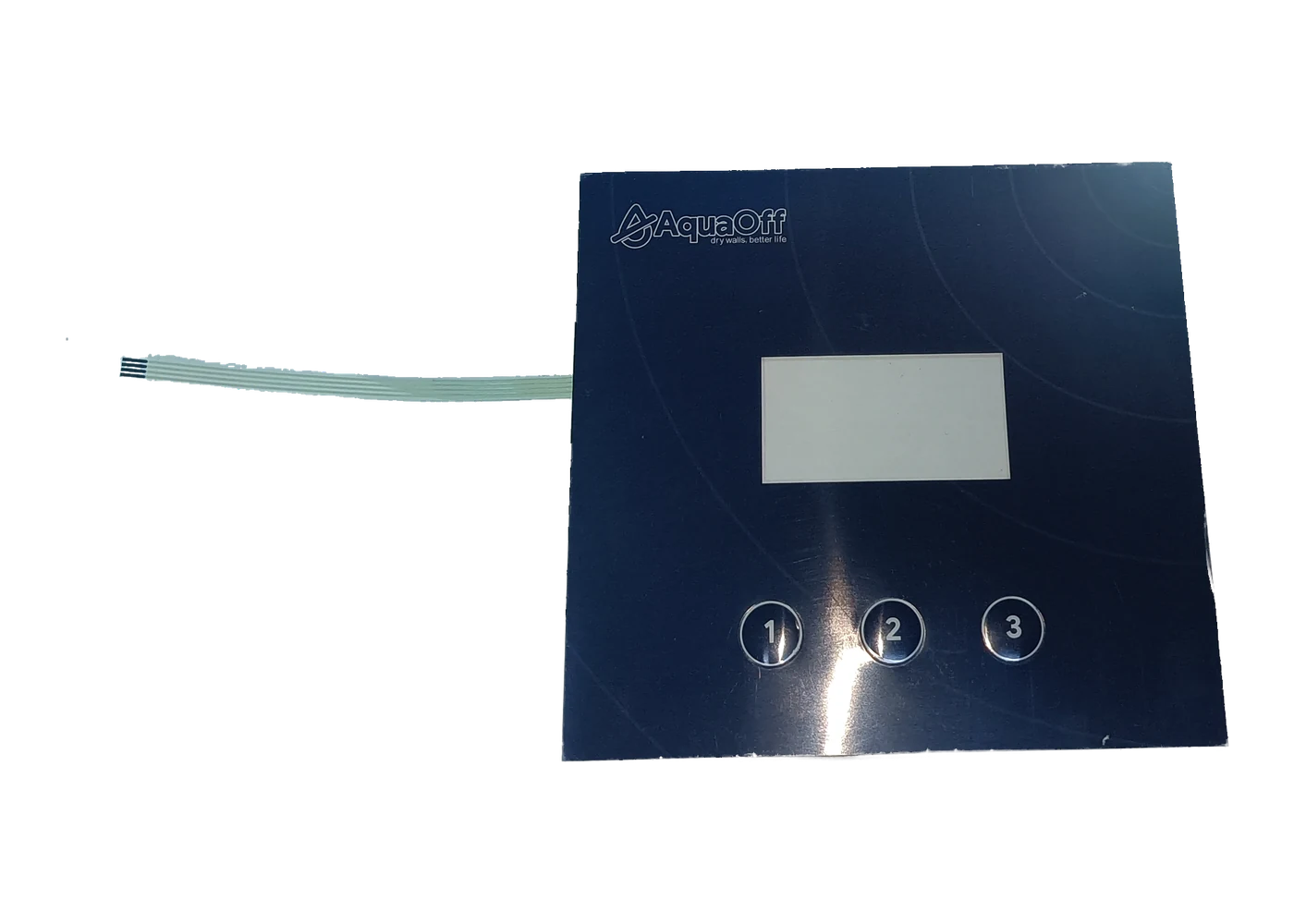 Complete membrane switch panel with display window, keys, and flexible tail
