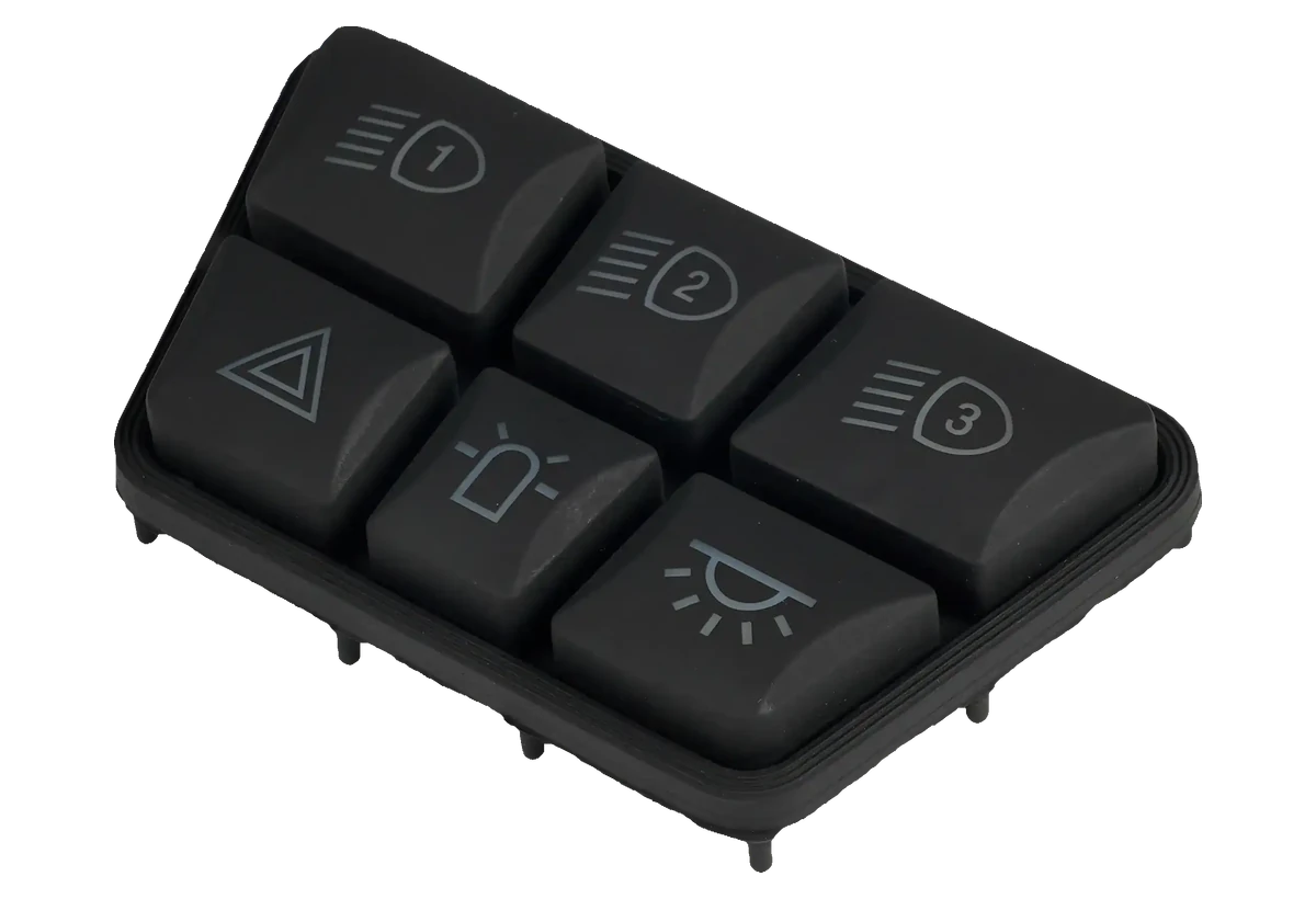 Clavier noir en caoutchouc à six touches avec symboles de commande clairs