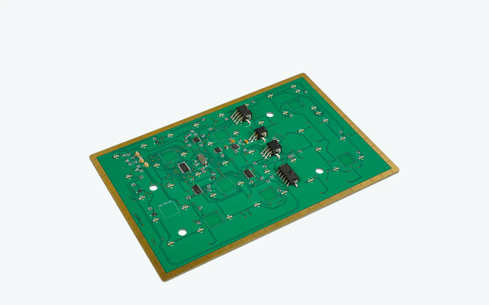 Leiterplattenbaugruppe für kapazitive Touch-Steuerung mit Sensorflächen und elektronischen Bauteilen