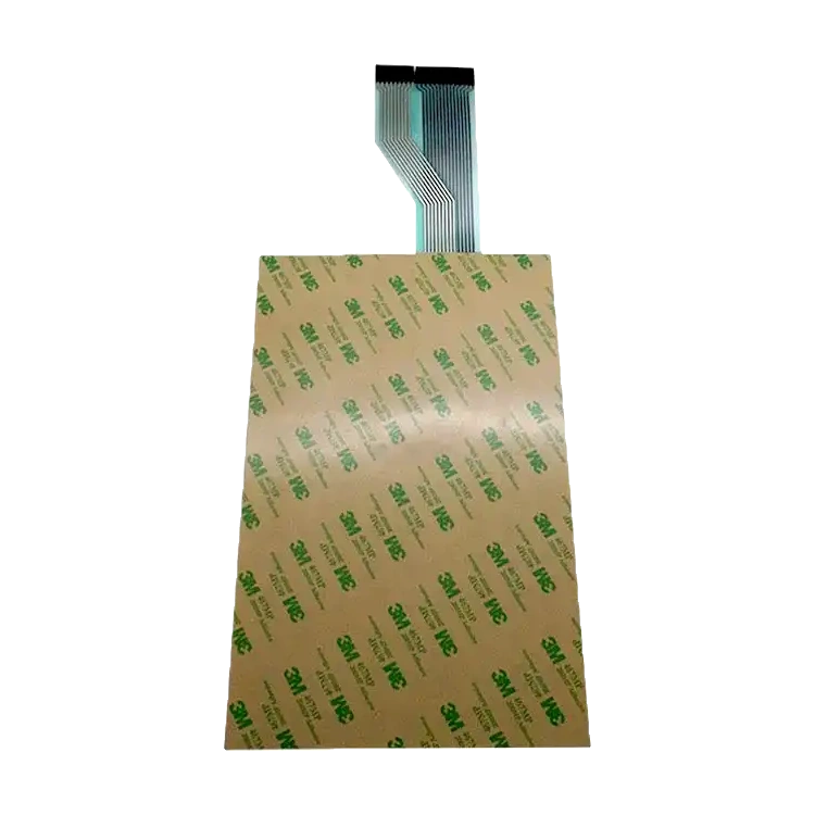 Back of a membrane switch assembly with adhesive release liner and a flexible tail