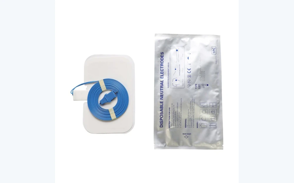 Electrosurgical return pad, cable, connector, and individual foil package