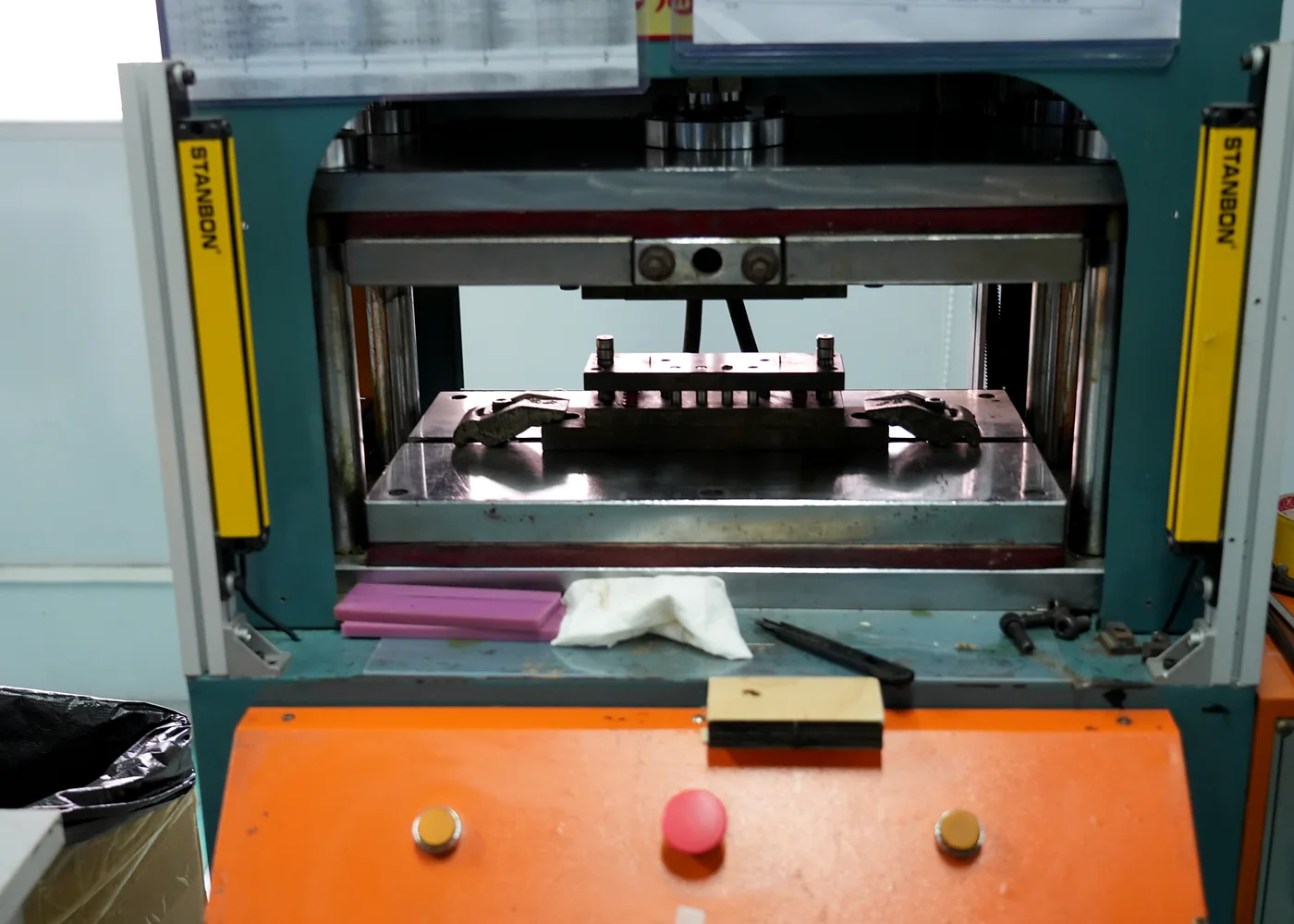 Production die-cutting press for converting membrane switch and graphic overlay layers