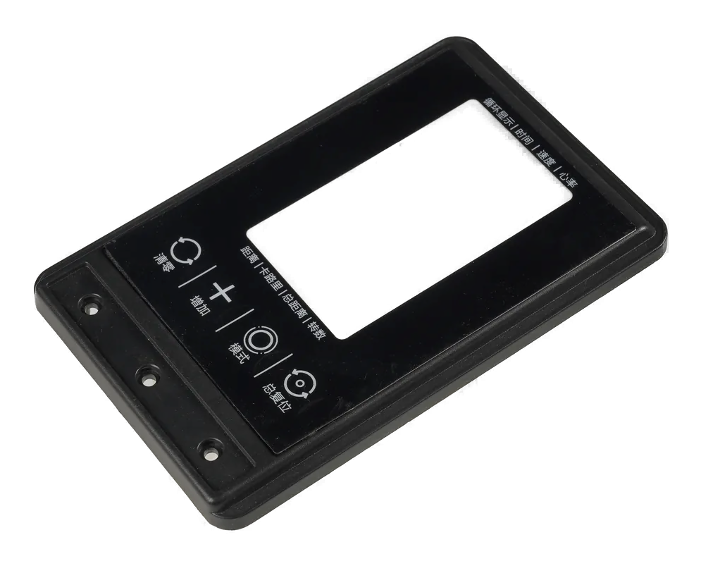 Real enclosure-mounted front panel HMI assembly with a display window