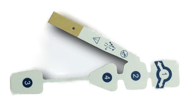 Real JASPER TENS and EMS printed electrode pads shown from the front and rear