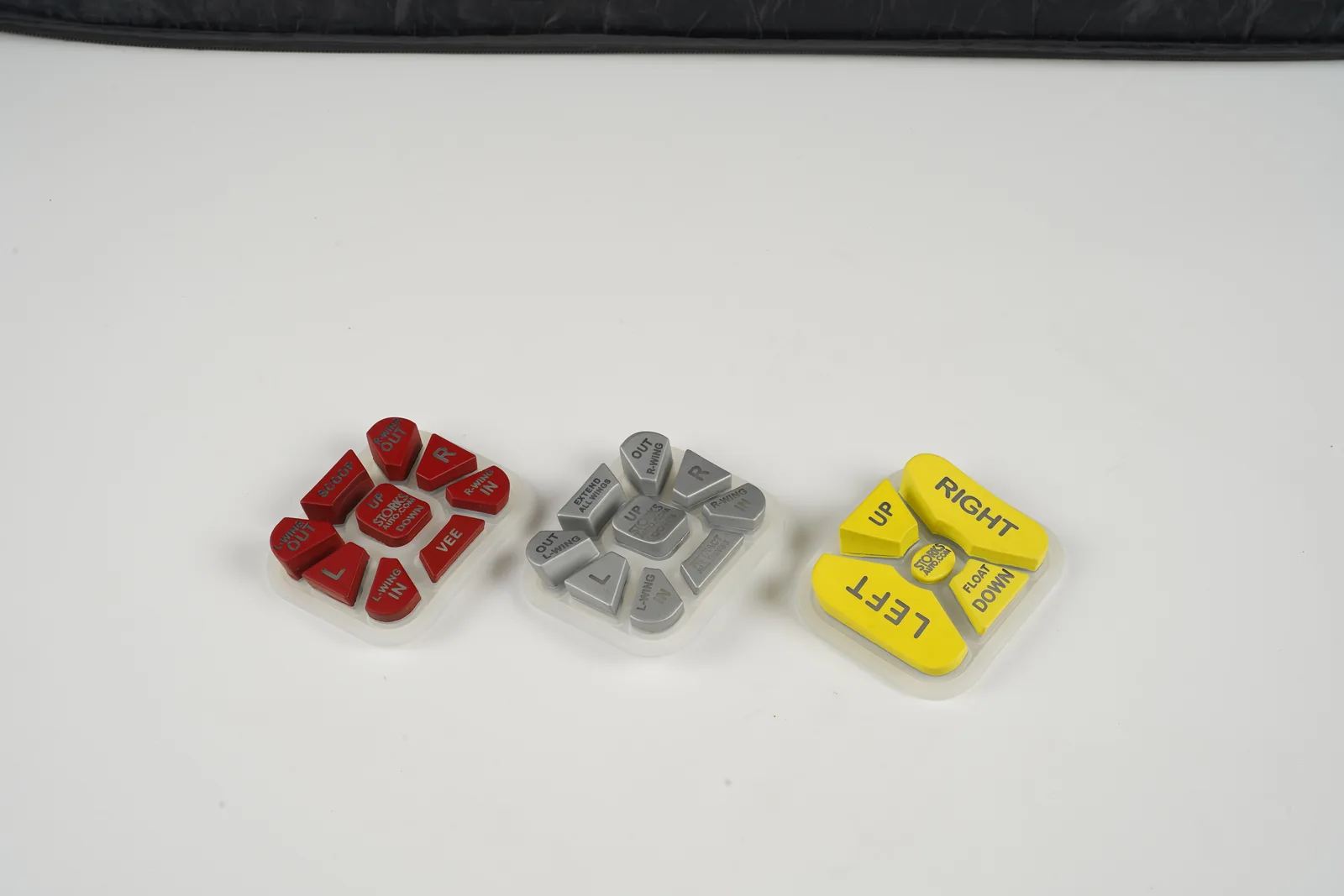Real silicone rubber keypad samples in three custom key layouts