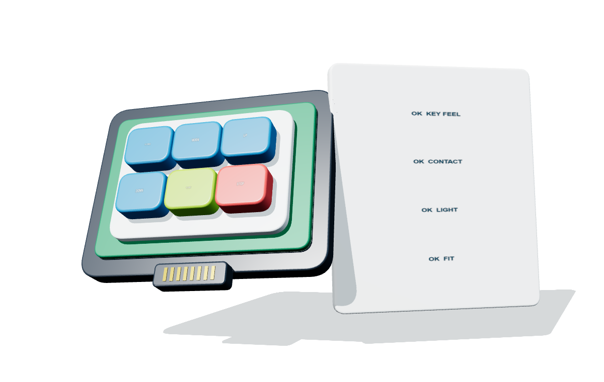 Original three-dimensional silicone keypad assembly inspection with functional checkpoints
