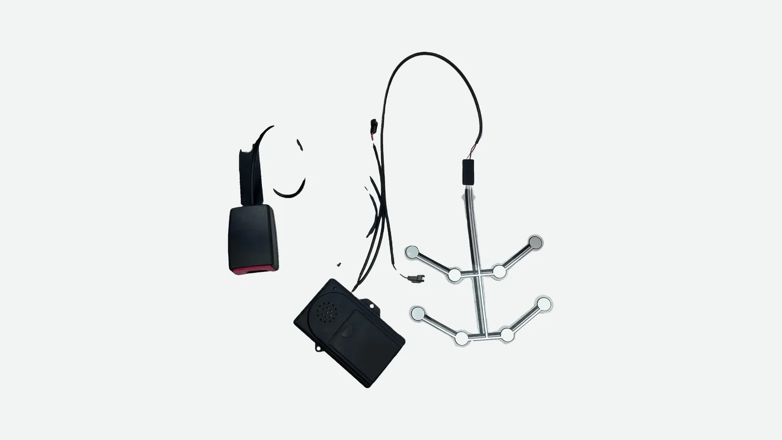 Real seat belt reminder sensing assembly with occupancy mat wiring and controller